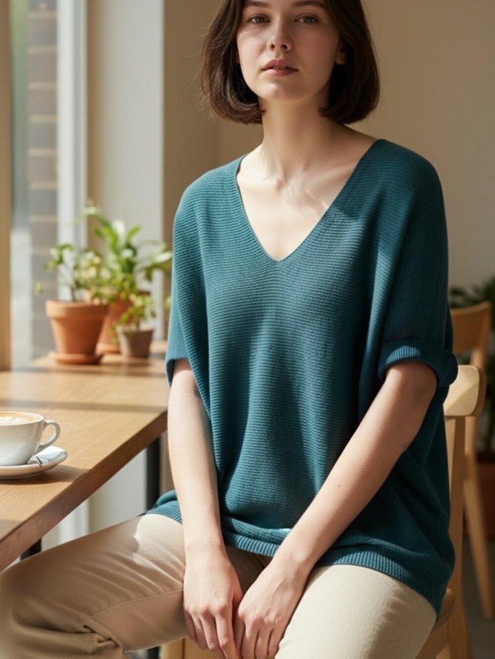 Eileen Fisher sweater Women's Extra Small teal oversized lightweight soft